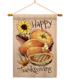 Happy Thanksgiving Feast - Thanksgiving Fall Vertical Impressions Decorative Flags HG137076 Made In USA