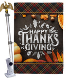 Happy Thanks Giving - Thanksgiving Fall Vertical Impressions Decorative Flags HG137264 Made In USA