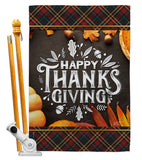 Happy Thanks Giving - Thanksgiving Fall Vertical Impressions Decorative Flags HG137264 Made In USA