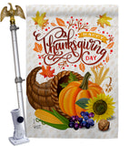 Thanksgiving Cornucopia - Thanksgiving Fall Vertical Impressions Decorative Flags HG137266 Made In USA