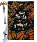 Grateful Heart - Thanksgiving Fall Vertical Impressions Decorative Flags HG137284 Made In USA