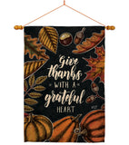 Grateful Heart - Thanksgiving Fall Vertical Impressions Decorative Flags HG137284 Made In USA