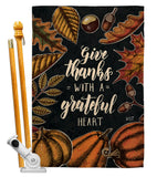 Grateful Heart - Thanksgiving Fall Vertical Impressions Decorative Flags HG137284 Made In USA