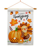 Happy Cute Turkey - Thanksgiving Fall Vertical Impressions Decorative Flags HG137629 Made In USA