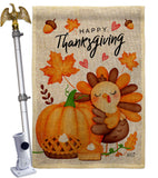 Happy Cute Turkey - Thanksgiving Fall Vertical Impressions Decorative Flags HG137629 Made In USA