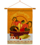 Thanksgiving Basket - Thanksgiving Fall Vertical Impressions Decorative Flags HG137643 Made In USA