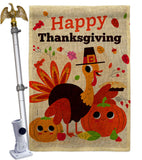 Give Thanks Turkey - Thanksgiving Fall Vertical Impressions Decorative Flags HG190006 Made In USA