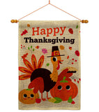 Give Thanks Turkey - Thanksgiving Fall Vertical Impressions Decorative Flags HG190006 Made In USA