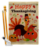 Give Thanks Turkey - Thanksgiving Fall Vertical Impressions Decorative Flags HG190006 Made In USA