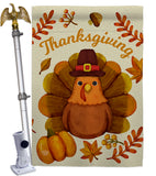 Pilgrim Turkey - Thanksgiving Fall Vertical Impressions Decorative Flags HG192283 Made In USA