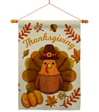 Pilgrim Turkey - Thanksgiving Fall Vertical Impressions Decorative Flags HG192283 Made In USA