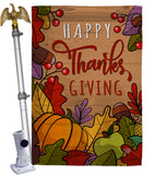 Happy Thanks Giving - Thanksgiving Fall Vertical Impressions Decorative Flags HG192294 Made In USA