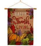 Happy Thanks Giving - Thanksgiving Fall Vertical Impressions Decorative Flags HG192294 Made In USA