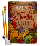 Happy Thanks Giving - Thanksgiving Fall Vertical Impressions Decorative Flags HG192294 Made In USA