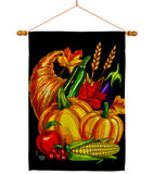 Grateful Cornucopia - Thanksgiving Fall Vertical Impressions Decorative Flags HG192655 Made In USA