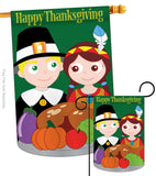 Thanksgiving - Thanksgiving Fall Vertical Applique Decorative Flags HG113033 Imported