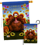 Gobble - Thanksgiving Fall Vertical Impressions Decorative Flags HG113051 Made In USA