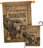 Happy Cornucopia - Thanksgiving Fall Vertical Impressions Decorative Flags HG113054 Made In USA