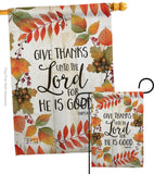 Give Thanks Unto the Lord - Thanksgiving Fall Vertical Impressions Decorative Flags HG113069 Made In USA