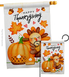 Happy Cute Turkey - Thanksgiving Fall Vertical Impressions Decorative Flags HG137629 Made In USA