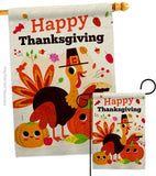 Give Thanks Turkey - Thanksgiving Fall Vertical Impressions Decorative Flags HG190006 Made In USA