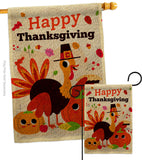 Give Thanks Turkey - Thanksgiving Fall Vertical Impressions Decorative Flags HG190006 Made In USA