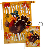 Happy Thanksgiving Turkey - Thanksgiving Fall Vertical Impressions Decorative Flags HG192043 Made In USA