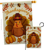 Pilgrim Turkey - Thanksgiving Fall Vertical Impressions Decorative Flags HG192283 Made In USA