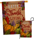 Happy Thanks Giving - Thanksgiving Fall Vertical Impressions Decorative Flags HG192294 Made In USA