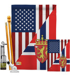 US Norway Friendship - US Friendship Flags of the World Vertical Impressions Decorative Flags HG108386 Made In USA