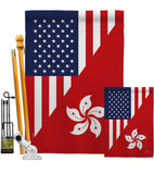 US Hong Kong Friendship - US Friendship Flags of the World Vertical Impressions Decorative Flags HG108436 Made In USA