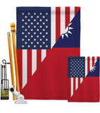 US Taiwan Friendship - US Friendship Flags of the World Vertical Impressions Decorative Flags HG108439 Made In USA