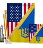 US Support Ukaine - US Friendship Flags of the World Vertical Impressions Decorative Flags HG120092 Made In USA