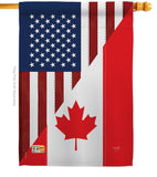 US Canada Friendship - US Friendship Flags of the World Vertical Impressions Decorative Flags HG108190 Made In USA