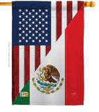 US Mexico Friendship - US Friendship Flags of the World Vertical Impressions Decorative Flags HG108205 Made In USA