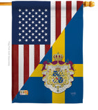 US Sweden Friendship - US Friendship Flags of the World Vertical Impressions Decorative Flags HG108385 Made In USA