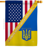 US Support Ukaine - US Friendship Flags of the World Vertical Impressions Decorative Flags HG120092 Made In USA