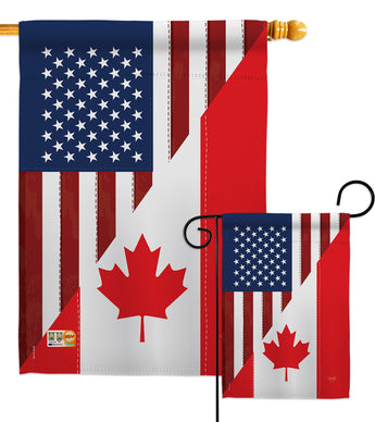US Canada Friendship - US Friendship Flags of the World Vertical Impressions Decorative Flags HG108190 Made In USA