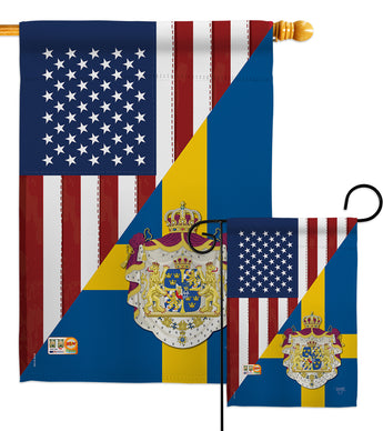 US Sweden Friendship - US Friendship Flags of the World Vertical Impressions Decorative Flags HG108385 Made In USA
