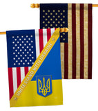 US Support Ukaine - US Friendship Flags of the World Vertical Impressions Decorative Flags HG120092 Made In USA