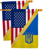 US Support Ukaine - US Friendship Flags of the World Vertical Impressions Decorative Flags HG120092 Made In USA