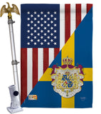 US Sweden Friendship - US Friendship Flags of the World Vertical Impressions Decorative Flags HG108385 Made In USA