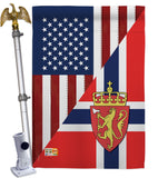 US Norway Friendship - US Friendship Flags of the World Vertical Impressions Decorative Flags HG108386 Made In USA