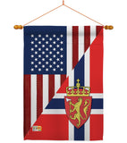 US Norway Friendship - US Friendship Flags of the World Vertical Impressions Decorative Flags HG108386 Made In USA