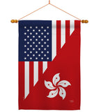 US Hong Kong Friendship - US Friendship Flags of the World Vertical Impressions Decorative Flags HG108436 Made In USA