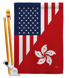 US Hong Kong Friendship - US Friendship Flags of the World Vertical Impressions Decorative Flags HG108436 Made In USA