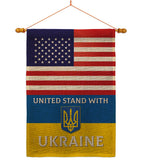 US Stand With Ukraine - US Friendship Flags of the World Vertical Impressions Decorative Flags HG141204 Made In USA