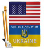 US Stand With Ukraine - US Friendship Flags of the World Vertical Impressions Decorative Flags HG141204 Made In USA