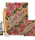 With Love - Valentines Spring Vertical Impressions Decorative Flags HG120048 Made In USA