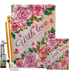 With Love - Valentines Spring Vertical Impressions Decorative Flags HG120048 Made In USA